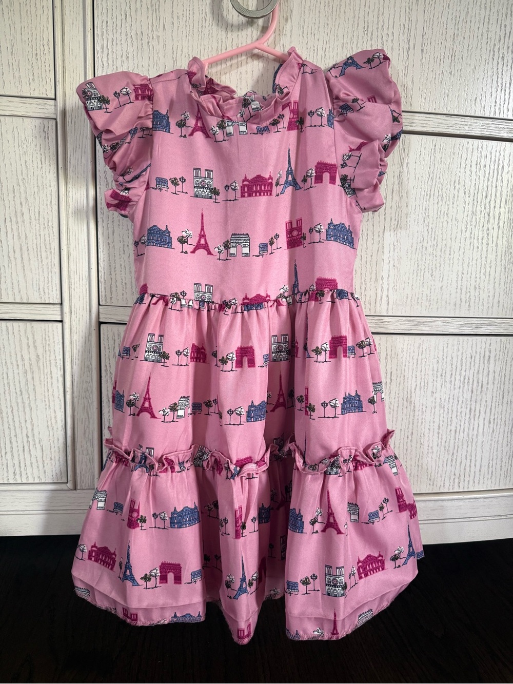 Janie and Jack Pink Paris Landmark Ruffle Tiered Dress